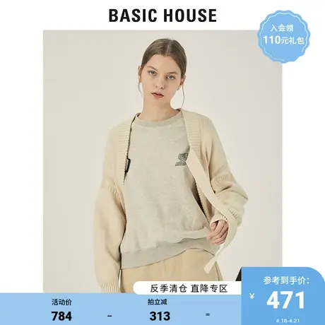 Basic House/百家好2021秋冬商场同款纯色气质毛衣开衫HVCD721F商品大图