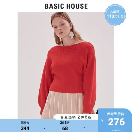 Basic House/百家好女装春秋商场同款针织衫暖和打底上衣HTKT123A图片