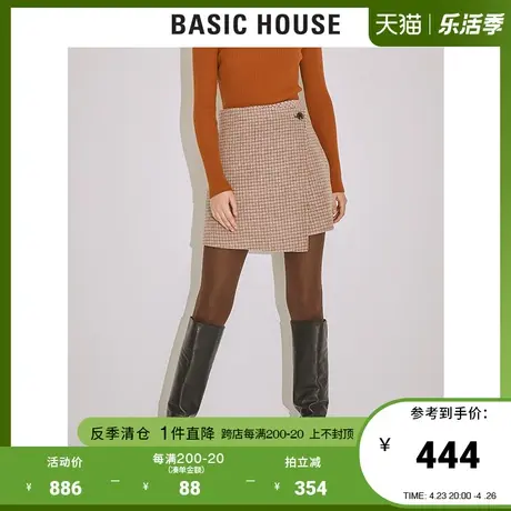 Basic House/百家好女装秋冬款女士西装格子毛呢短裤裙HTPT720A商品大图