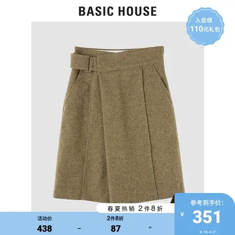 Basic House/百家好2021秋冬新款商场同款羊毛休闲短裤女HVPT729B图片
