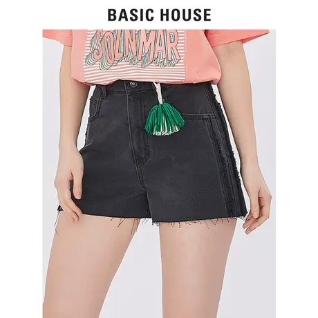 Basic House/百家好商场同款牛仔短裤女热裤性感时尚HTDP321P图片