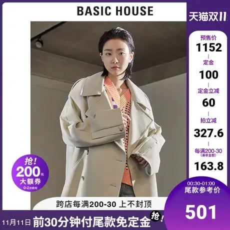 Basic House/百家好2021春秋明星同款韩风双排扣短外套女HVCA121A图片