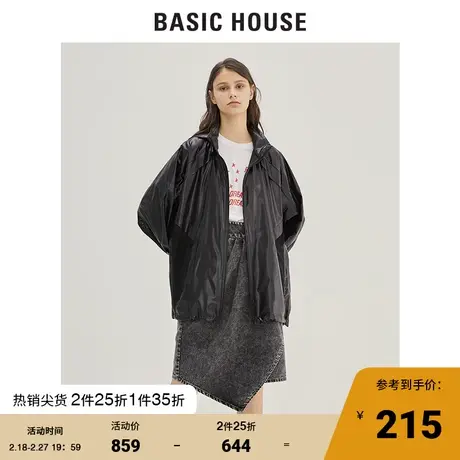 Basic House/百家好女装秋商场同款风衣韩版时尚皮衣外套HUJP521H图片