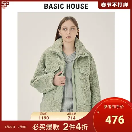 Basic House/百家好2021秋冬新款商场同款宽松羊羔绒外套HVRF721A图片