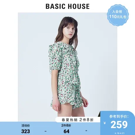 Basic House/百家好商场同款夏季韩版短裤女可爱碎花时尚HUPT321J图片