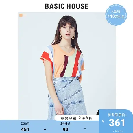 Basic House/百家好女装夏季商场同款针织衫韩版宽松时尚HUKT321B图片