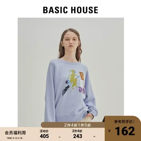 Basic House/百家好冬季明星同款韩版时尚宽松圆领卫衣女HUTS728K图片