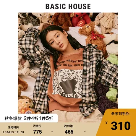 Basic House/百家好【TESEUM联名】2021冬泰迪熊格纹衬衫HVWS723A图片