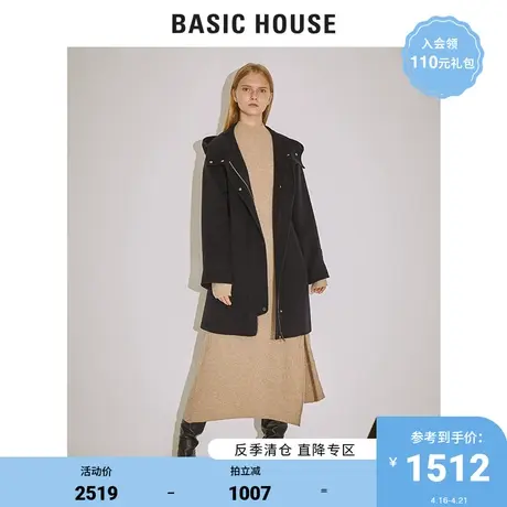 Basic House/百家好女装冬季韩风克什米尔羊绒毛呢大衣HTCA720E图片