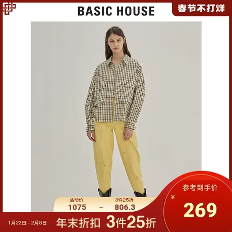 Basic House/百家好秋冬商场同款女士短款衬衣上衣HUJP521C图片