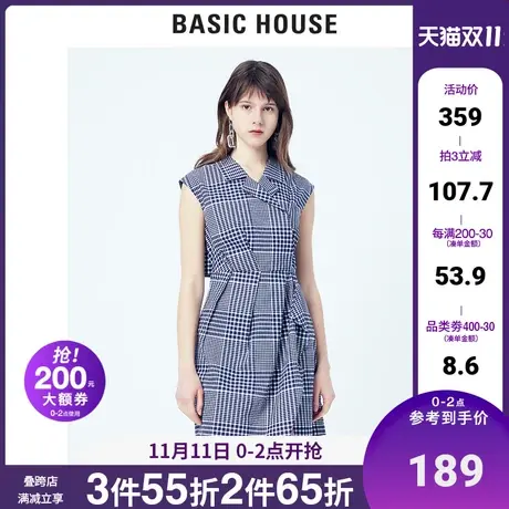Basic House/百家好连衣裙女韩版格纹宽松HUOP425K商品大图