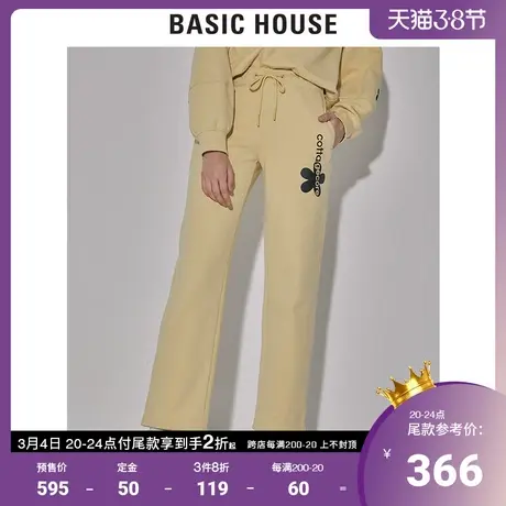 Basic House/百家好2022早春新款商场同款宽松直筒休闲裤HWPT121C商品大图