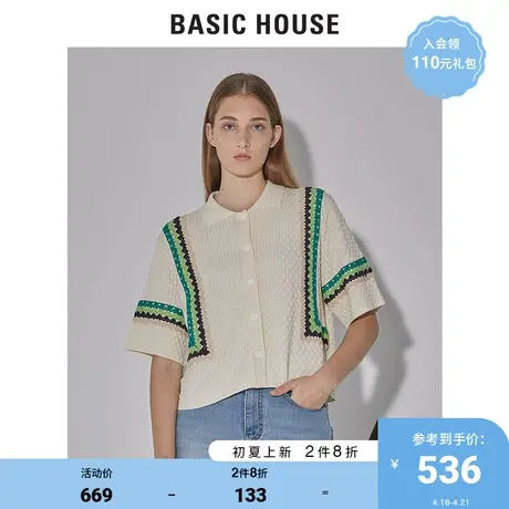 Basic House/百家好2022早春新款女士韩版时尚显瘦针织衫HWCD320A图片
