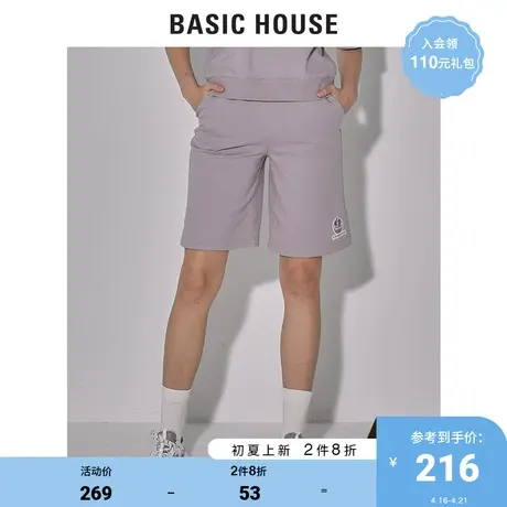 Basic House/百家好2022夏季新款卫裤宽松直筒休闲短裤女HWPT320A图片