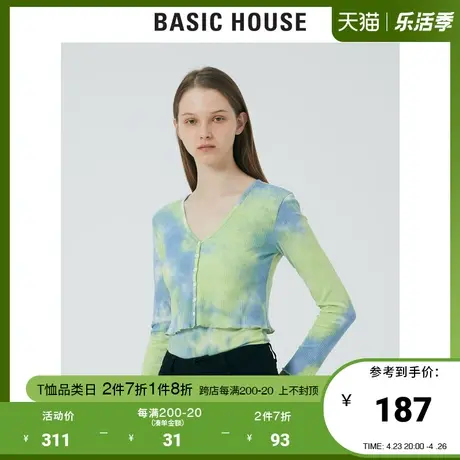 Basic House/百家好2021春秋新款韩风时尚显瘦针织上衣HVTS528B图片