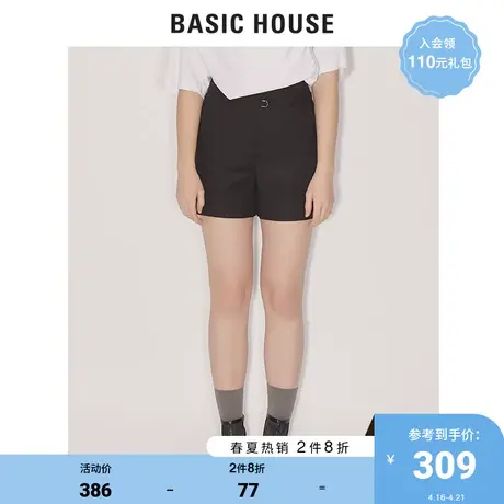 Basic House/百家好商场同款夏季亚麻短裤女简约街头时尚HUPT322A图片