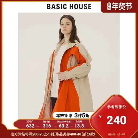 Basic House/百家好女装秋冬商场同款拼色收腰风衣HTJP720A图片