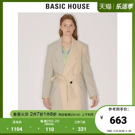 Basic House/百家好女装春秋时尚夹克外套韩版中长款西装HUCA121A图片