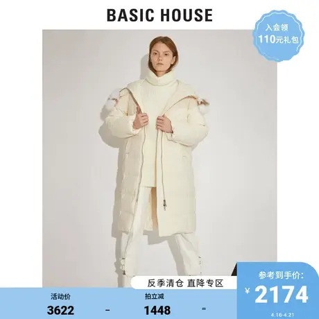 Basic House/百家好女装冬季羽绒服可拆卸毛领时尚外套HTDJ820A图片