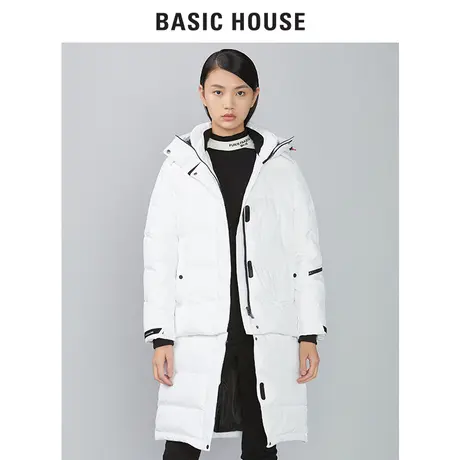 Basic House/百家好羽绒服女冬季新款羽绒衣连帽中长款HSGD727C图片