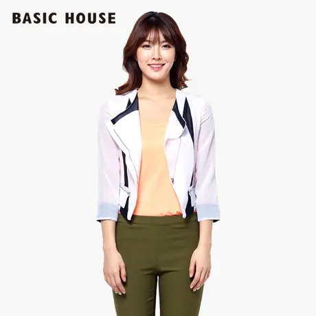 Basic House百家好夏新品女韩清新靓丽短款西装外套HOJK321C图片