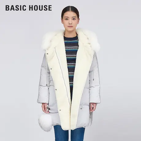 Basic House/百家好16冬季韩版加绒加厚连帽羽绒服外套女HQDJ820A图片