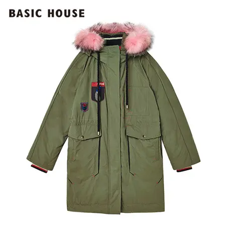 Basic House/百家好时尚保暖收腰羽绒服派克大衣外套HQDJ721C图片